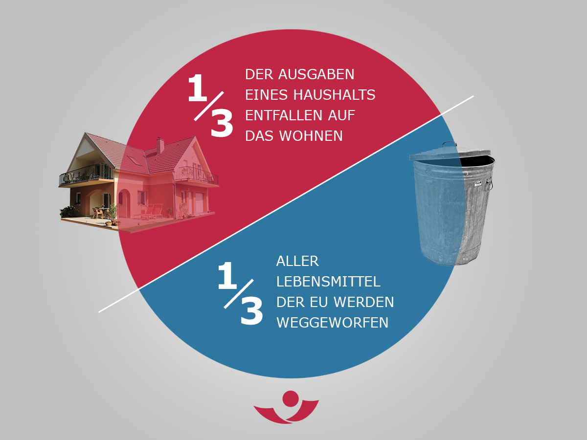 Infografik - Ausgaben Haushalt und weggeworfene Lebensmittel