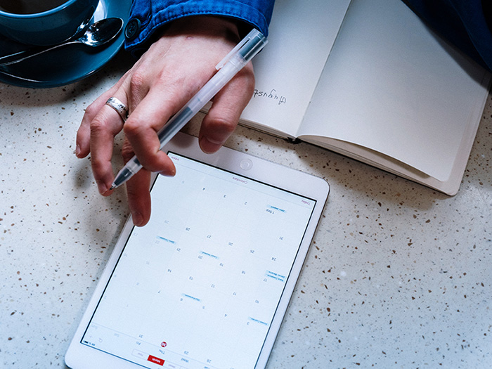 Tablet mit Kalender